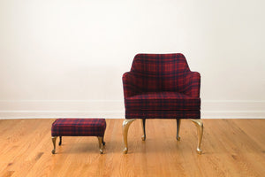 Brass Leg Chair & Ottoman