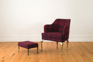 Brass Leg Chair & Ottoman