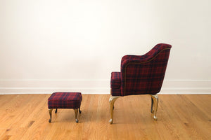 Brass Leg Chair & Ottoman