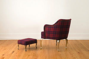 Brass Leg Chair & Ottoman