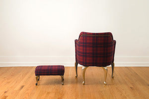 Brass Leg Chair & Ottoman