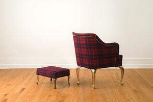 Brass Leg Chair & Ottoman