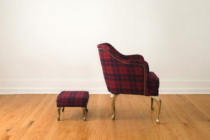 Brass Leg Chair & Ottoman