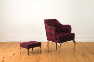 Brass Leg Chair & Ottoman