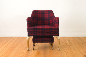 Brass Leg Chair & Ottoman
