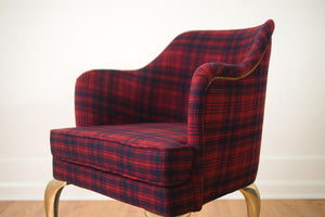 Brass Leg Chair & Ottoman