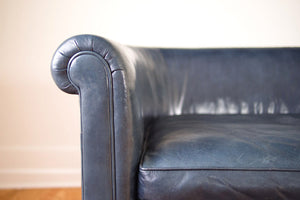 Navy Leather Chesterfield