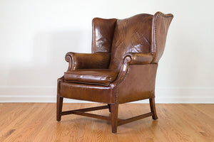 Distressed Leather Wingback