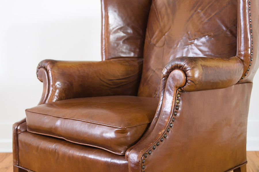 Distressed Leather Wingback