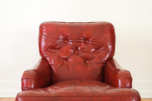 Red Leather Chair & Ottoman