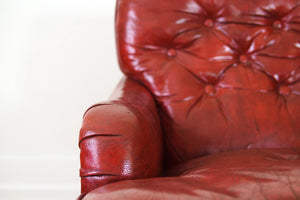 Red Leather Chair & Ottoman