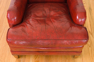 Red Leather Chair & Ottoman