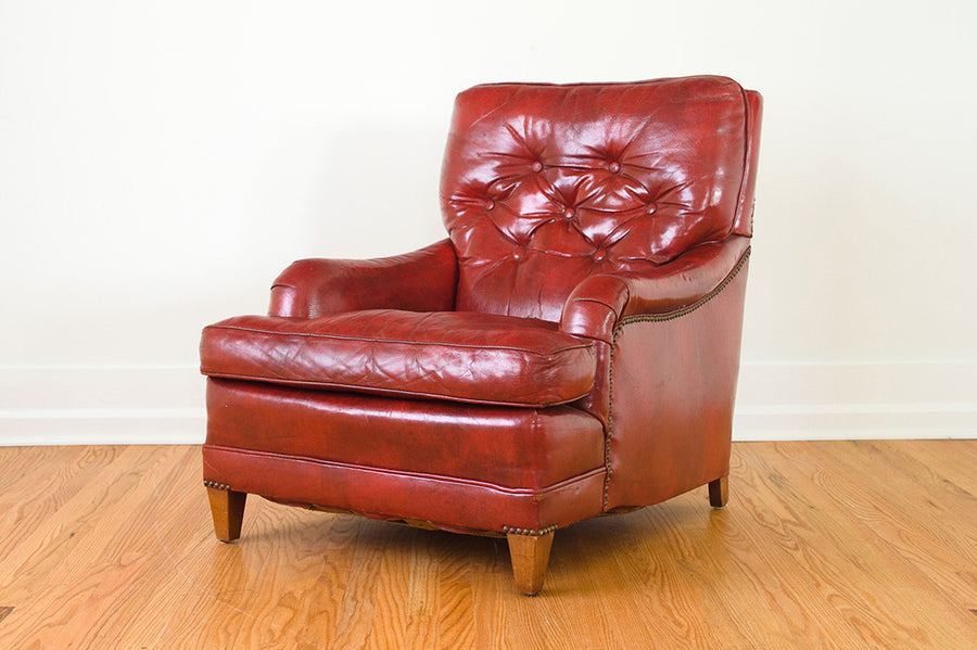Red Leather Chair & Ottoman