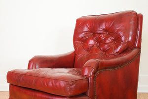 Red Leather Chair & Ottoman
