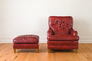 Red Leather Chair & Ottoman