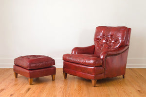 Red Leather Chair & Ottoman