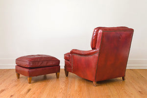 Red Leather Chair & Ottoman