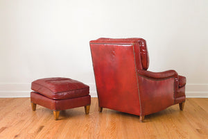 Red Leather Chair & Ottoman