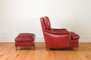 Red Leather Chair & Ottoman