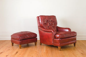 Red Leather Chair & Ottoman