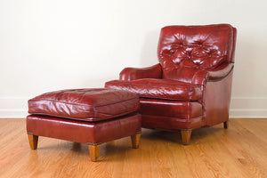 Red Leather Chair & Ottoman