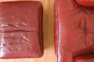 Red Leather Chair & Ottoman