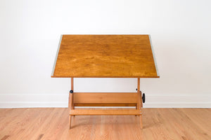 Large Oak Draftsman's Table