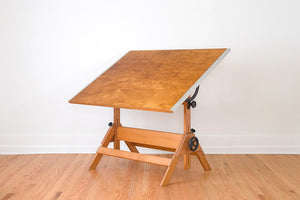Large Oak Draftsman's Table