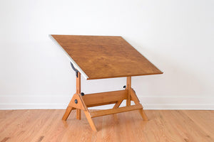 Large Oak Draftsman's Table