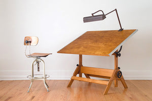 Large Oak Draftsman's Table