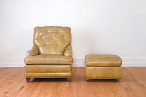 Mustard Leather Chair & Ottoman