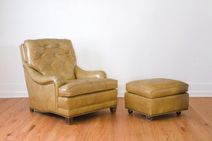 Mustard Leather Chair & Ottoman