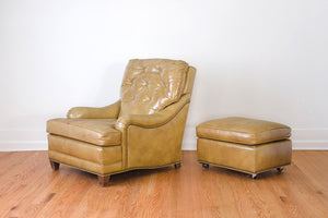 Mustard Leather Chair & Ottoman